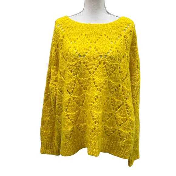 Anthropologie Sleeping On Snow Bright Lights Yellow Alpaca Blend Pull On Sweater - Picture 6 of 13